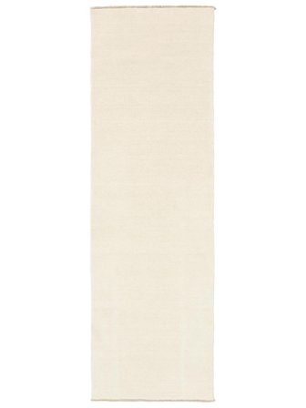 Wollteppich Einfarbig Handloom Fringes Elfenbeinweißläufer Klein