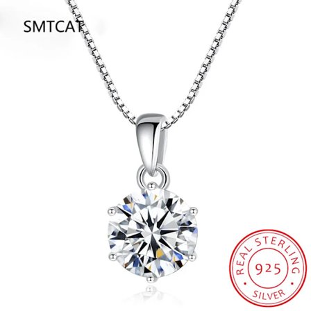 1 Carat Äkta Moissanite Stjärnhänge Halsband för Kvinnor Toppkvalitet 100% 925 Sterling Silver Bröllop Smycken