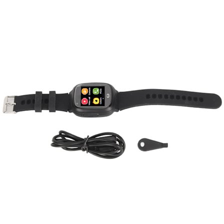 Smartklokke for barn 4G WiFi GPS SOS Anrop Videochat Telefonklokke Bursdagsgave Svart