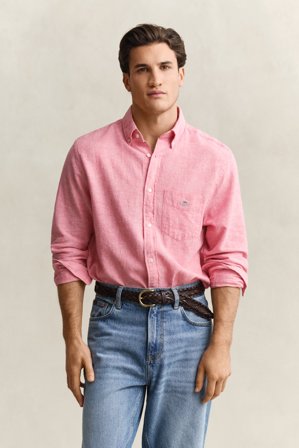 GANT Herren Hemd aus Leinenmix (S) Rosa