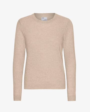 Women Light Merino Wool Crew - Ivory White