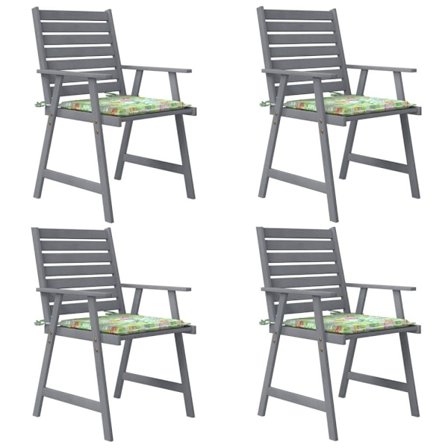 vidaXL Trädgårdsstolar 4 st med dynor massivt akaciaträ