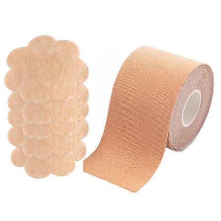 Boob Tape, Erstatt BH-en din - Øyeblikkelig Brystløft Brysttape, Passer for A-DD, Boobytape for Brystløft, Inkl. 1 Brystløft Tape, 5 Par Satin B