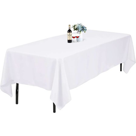 Hvid dug - 152x259 cm rektangulær polyesterdug, til 120 cm bord, vaskbar, plet- og rynkebestandig, juledug