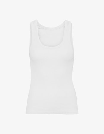Women Organic Rib Tank Top - Optical White L