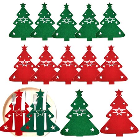 Juletræsbestikpose, 20 stk. bestikholdere filt jul, bestikpose filt jul, bestikpose jul, knive gafler skeer bordartikler