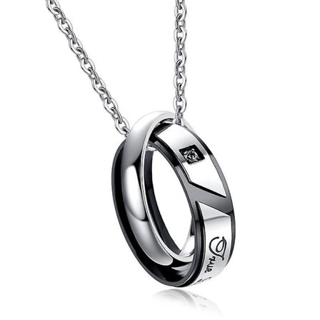 Koreansk version av The Double Circles med en kedja av romantiskt par titanstålhalsband