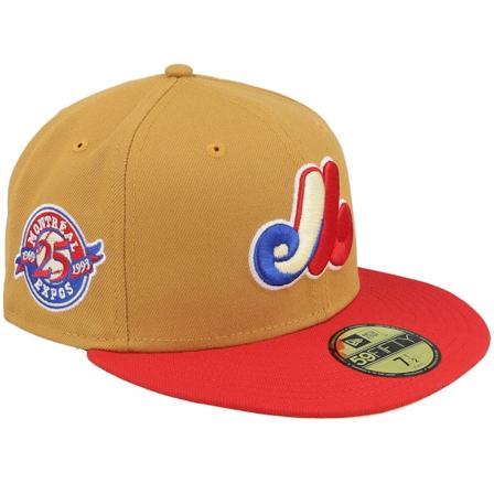 New Era - MLB Bege fitted Boné - Montreal Expos Coronation 59FIFTY 25th Ptan/Red/Light Yellow Fitted @ Hatstore