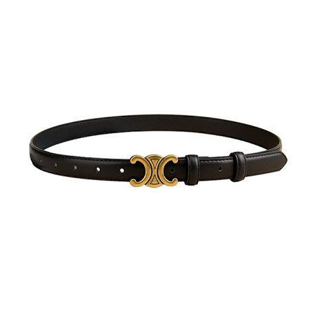 Svart Dobbel C Arc de Triomphe Belte Dame Ekte Skinn 2.5 T