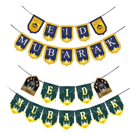 sett Eid Mubarak Ramadan feiring dekorasjon, Eid Mubarak banner Ramadan vimpel KLB