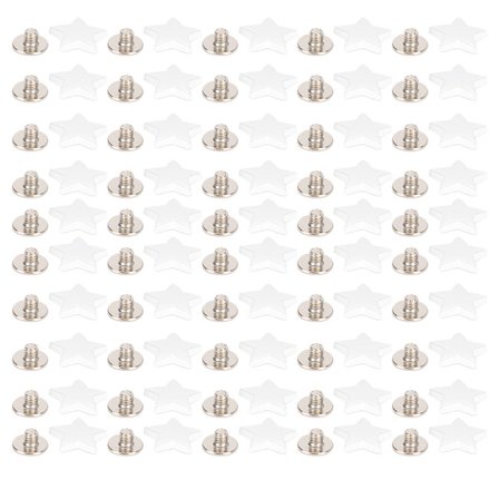 50 Sarjaa Tähti Niitit Nastaruuvi Sinkkiseos Laukut Vaatteet Kengät Vyöt DIY Litteä Nappi 12mm Valkoinen