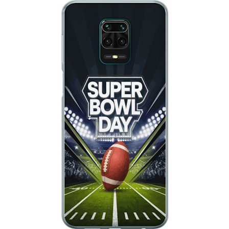 Kompatibelt Mobildeksel til Xiaomi Redmi Note 9 Pro Super Bowl Day plakat med amerikansk fotball på opplyst arena i dramatisk sportsdesign