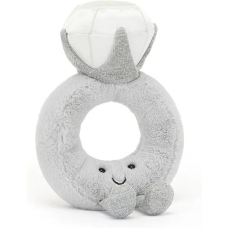 Jellycat Amuseables Diamantring Plyslegetøj, 20 cm | Vielsesrings Plys | Forlovelses- og Bryllupsgave