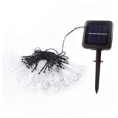 Solcelle lyskæde, udendørs belysning til terrasse, græsplæne, hus, have, bryllup, festdekorationer (hvid, 11M60 LED)