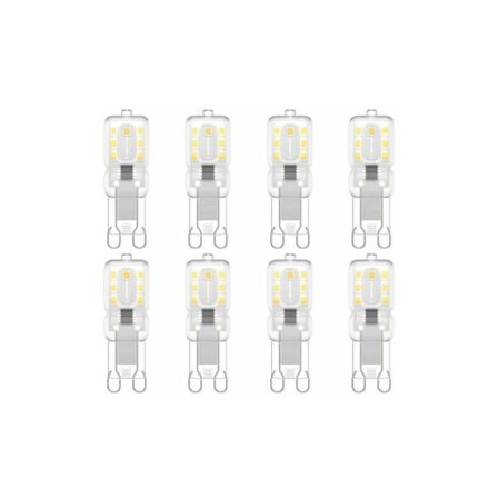 G9 LED-lampa, G9 LED 220V Naturligt vitt 5500K 3W Halogen motsvarande 30W Halogenljus 8-pack [Energiklass E]