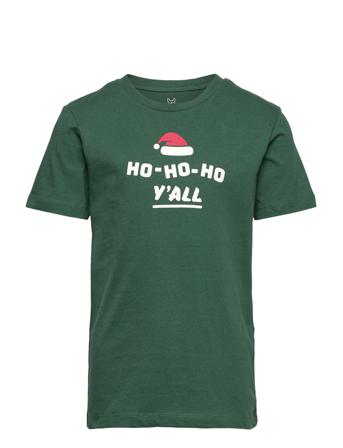 Jorelfen Tee Ss Crew Neck Xmas Jnr T-shirt Grøn Jack & J S