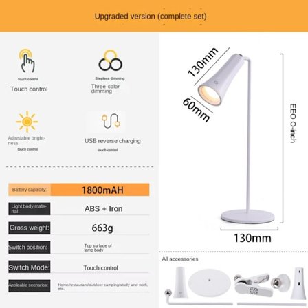 Touch Skrivbordslampa Camping Light Läslampa