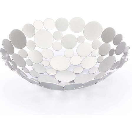 Sølvfarvet rund frugtskål i jern, moderne frugtkurv, brødkurv, dekorativ skål til brød, frugt, grøntsager