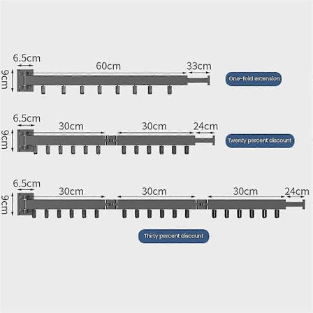 Veggmontert Sammenleggbart Klesstativ i Aluminiumlegering Perfekt For Balkong Soverom Kjøkken Stue B Svart