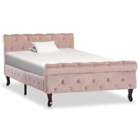 vidaXL Sängram rosa sammet 100x200 cm Rosa
