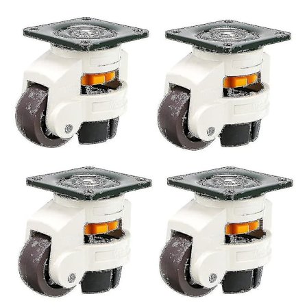 4 stk møbelhjul, svinghjul, 60f justerbare nivelleringshjul, nylon aluminiumlegering, 250 kg lastekapasitet per hjul