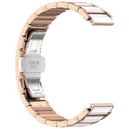 For Huawei Watch GT 5 41mm/GT 5 Pro 42mm Klokkereim Keramikk+Sinklegering Armbånd Rosegull+Hvit