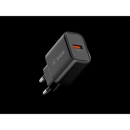 SiGN Snabbladdare USB-C/USB-A QC 3.0, 18W, 3A - Svart