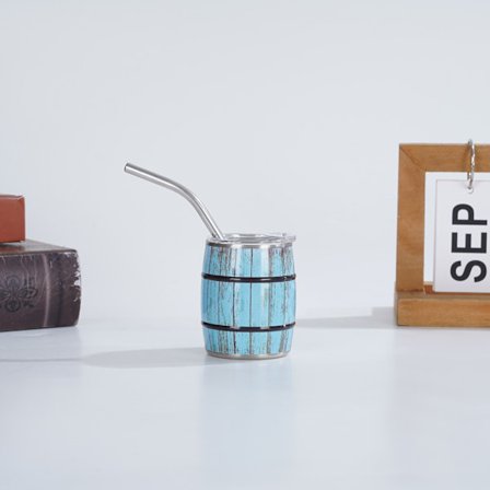 Customizable Mini Stainless Steel Beer Mug with Straw - Portable Drink Container