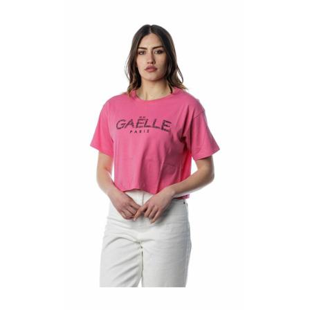 Gaëlle Paris, Half Cropped sleeve t-shirt with print Różowy, Kobieta, Rozmiar: L