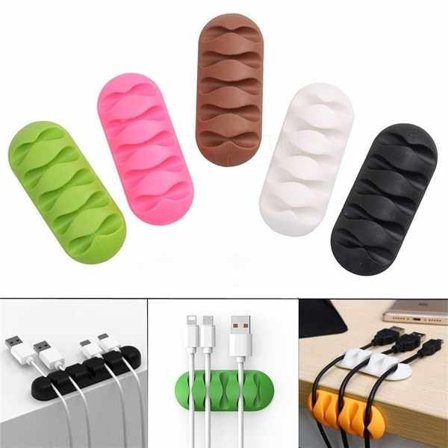 2-Pack - Kabelhållare Självhäftande - Fem kablar