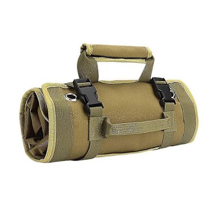 Bærbar Verktøyveske Rull Opp Organizer med Avtakbare Lommer Oxford Stoff Oppbevaring Khaki