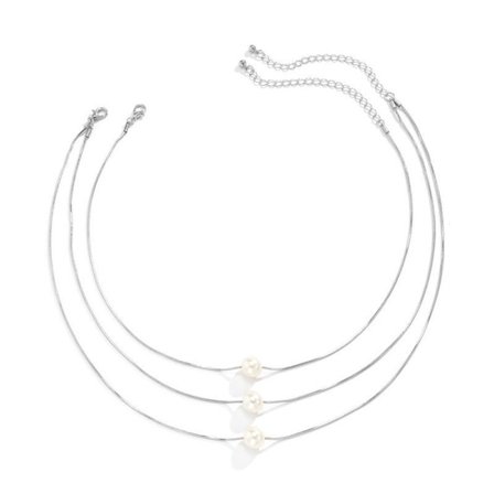 Sølvfarget bohemsk choker-halskjede med gullkule-anheng for