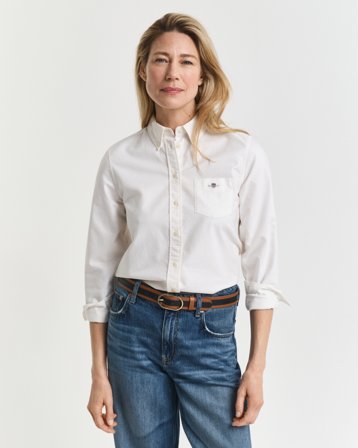 GANT Damen Regular Fit Classic Oxford-Bluse (34) Weiß