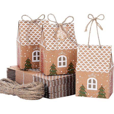 50 Stykker Julebord Gaveesker, Jule Kraftpapir Godteribokser, Julebord Gaveposer, Julebord Papirbokser
