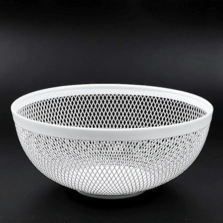 Metallnät Fruktskål 10,5' diameter Stor Godis l Stor Vit Rund Dekorativ l För Köksbänk e (vit),9451 (FMY)