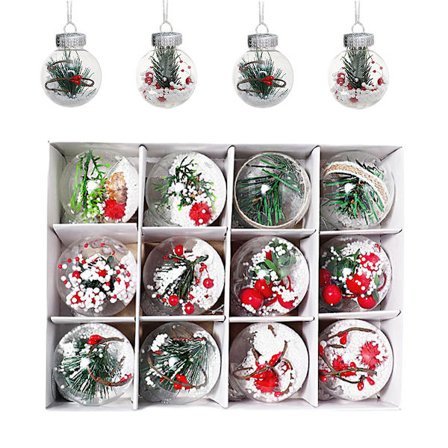 1 låda med 12 6cm PET transparenta bollar plastbollar julgranskulor julgranshängen juldekoration