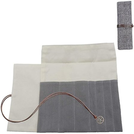 Canvas Pennafodral Handgjort Vikbart Rullbart Pennfodral Resefodral