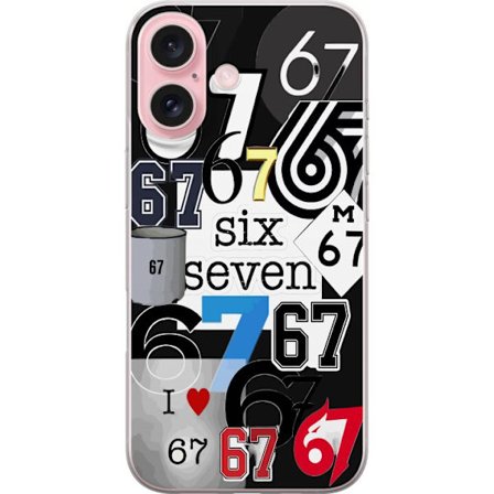 Yhteensopiva Puhelinkuori Apple iPhone 16 67 meme kuusi seitsemän trendi kollaasi viraali internet meemi 6-7 graafinen moderni esteettisyys