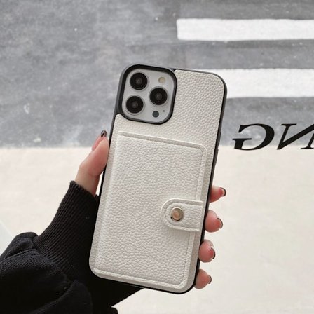 Kotelo iPhone 13pro max valkoinen yksiosainen crossbody-korttikotelo, taitettava japanilainen nahka