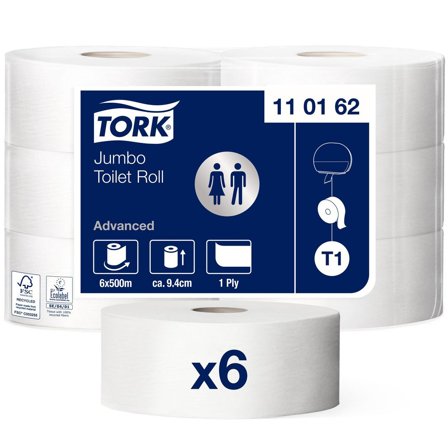 TORK Toalettpapper Universal Jumbo T1 1-lagers vit - Lyreco - Städ och hygien - Toalettpapper och torkpapper - Toalettpapper - rulle