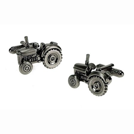 Traktor Manschettknappar Polerad Silver - Onyx Art - Presentförpackning - Bonde Traktorförare (FMY)