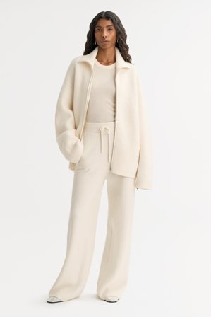 Soft Goat - Double knit pants - Women cashmere pants - M - Feather White