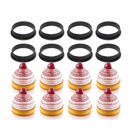 #Stykker Kakeform Runde Former Baking Perforerte Ringer Non-Stick Bakverk Kutter Ring for Kakedekorasjon#