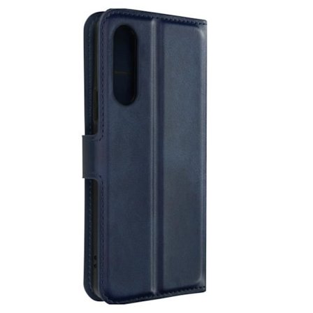 Fodral - Sony - Xperia 10 V - Ekoskinn - Silikon - Blå - Videostativ