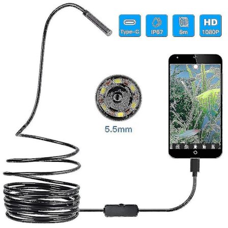 Usb Endoskop 3 I 1 Boreskop 5,5mm Ultra Tynd Vandtæt Inspektions Slange Kamera Mikro Usb Og Type C Kompatibel Med Otg Android, Pc