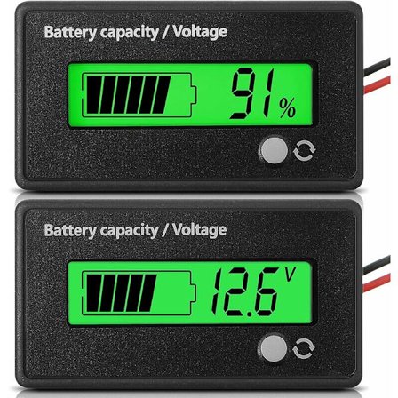 12V 24V Batterimåler med Alarm, Batterikapacitet Spænding, Batterimonitorer, Bly-Syre og Lithium-Ion Batteritester (Grønt Lys)