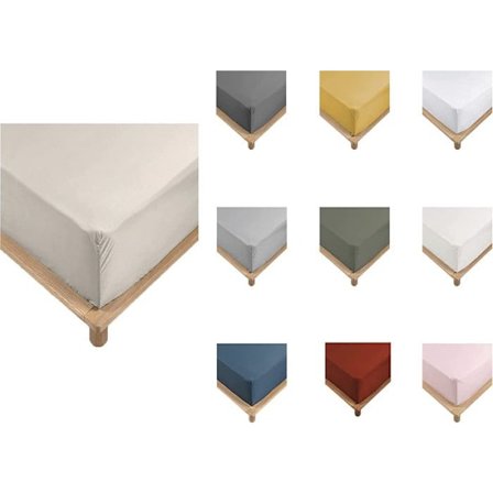 Draps Housse - PROMO LINGE - Percale - 200x160cm - Ljusbrun Natur
