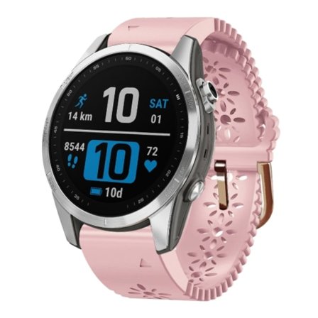 För Garmin Fenix ​​7S 20mm Lady's Silicone Watch Band med spetsstans