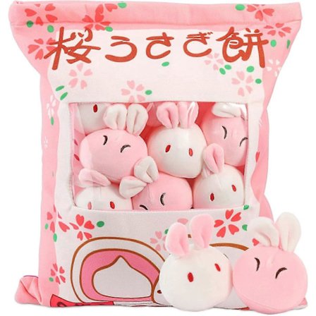 Söt Snacks Kudde Kanin Plysch Kudde, Kawaii Kanin Vanukas Kudde med Kanindockor, Irrotettavat Pehmolelut Luova Gi-lahja Lapsille