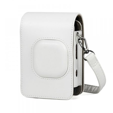 Beskyttende etui kompatibel med Instax Mini Liplay Hybrid Instant Camera, myk PU-skinnveske med avtagbar/justerbar skulderstropp (Smokey White)